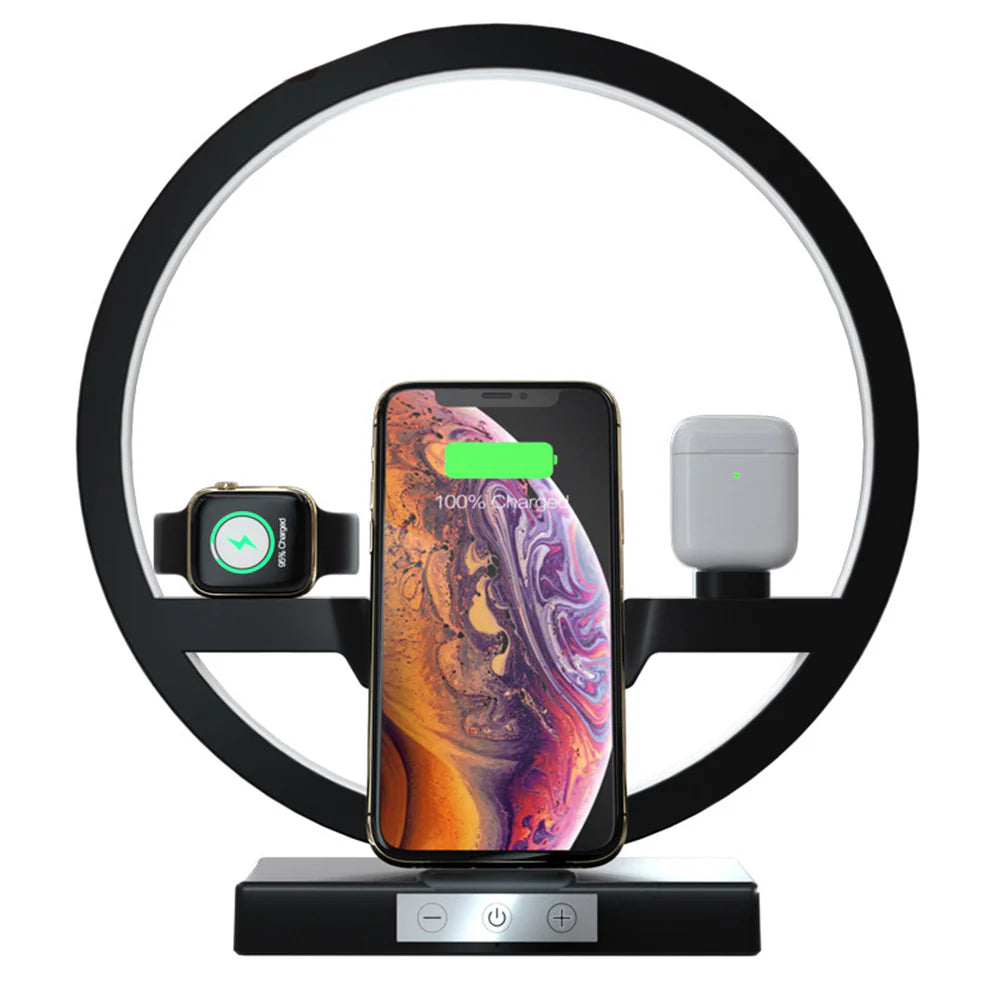 Wireless Charger Stand Table Lamp Touch Switch 10W Charger for Apple Watch Cell Phones Headphones