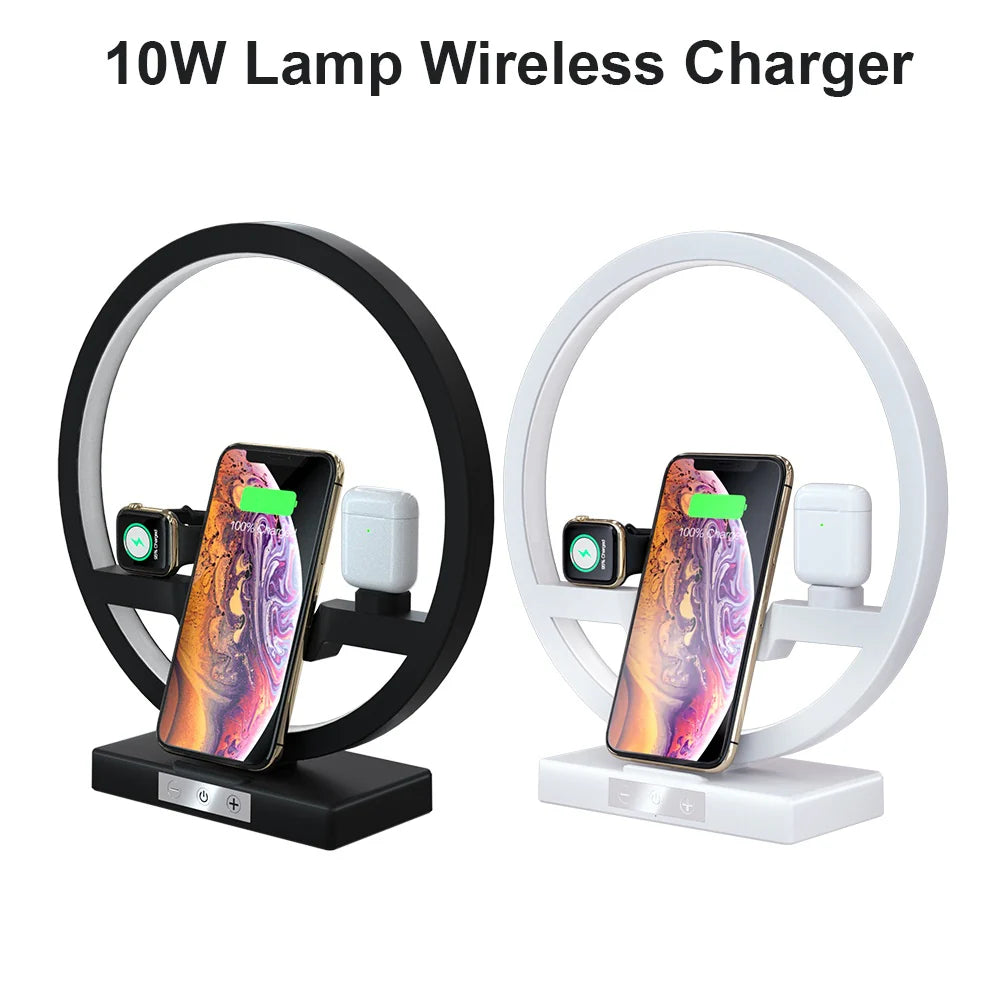 Wireless Charger Stand Table Lamp Touch Switch 10W Charger for Apple Watch Cell Phones Headphones