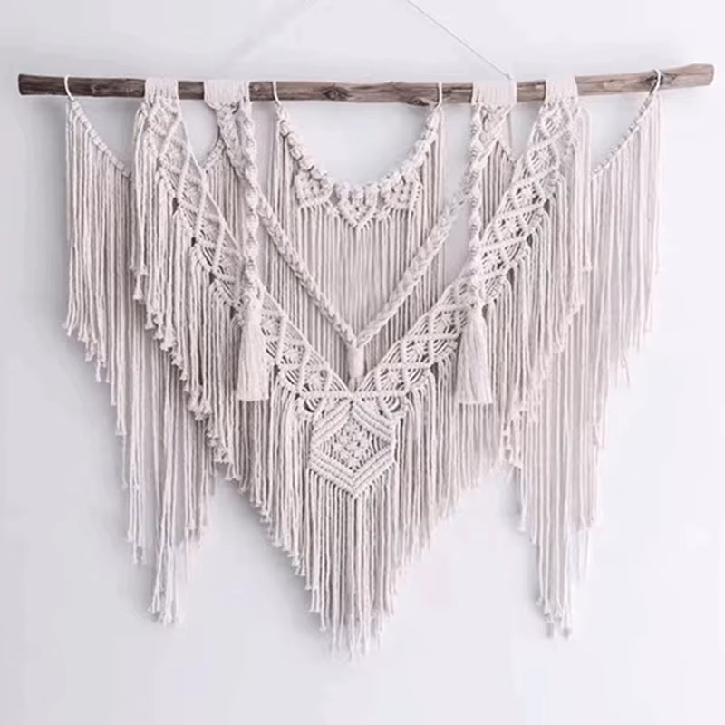 Large Macrame Tapestry Wall Hanging Geometric Art Wall Decor Bohemian Home Bedroom Background Chic Handicrafts Woven Tapestry