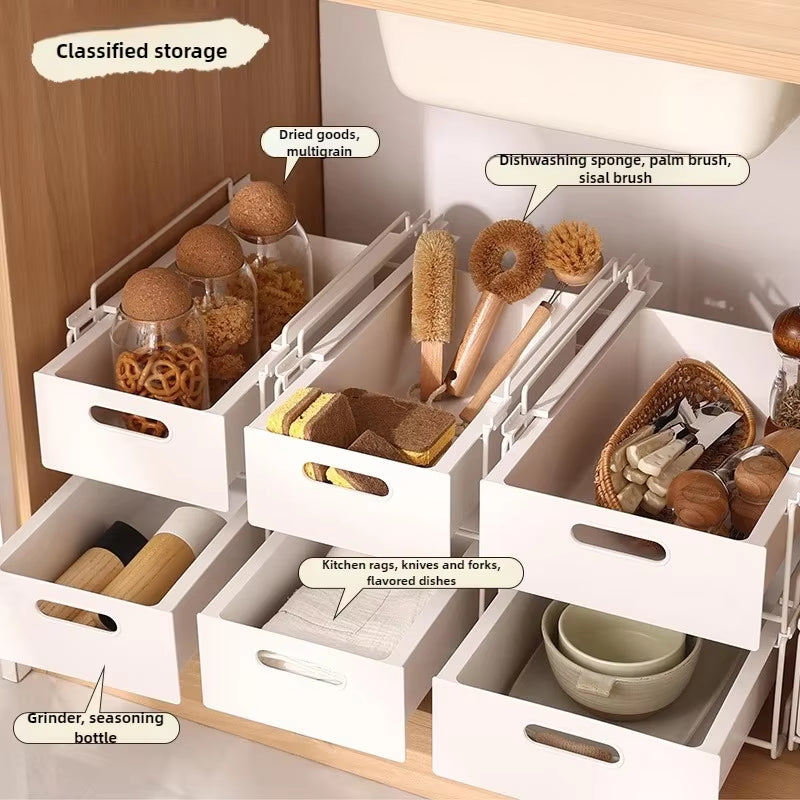 Stackable Under-Sink Storage Rack - Sliding Drawer Organizer for Bathroom Cabinets & Vanities | Tiered Pull-Out Basket!