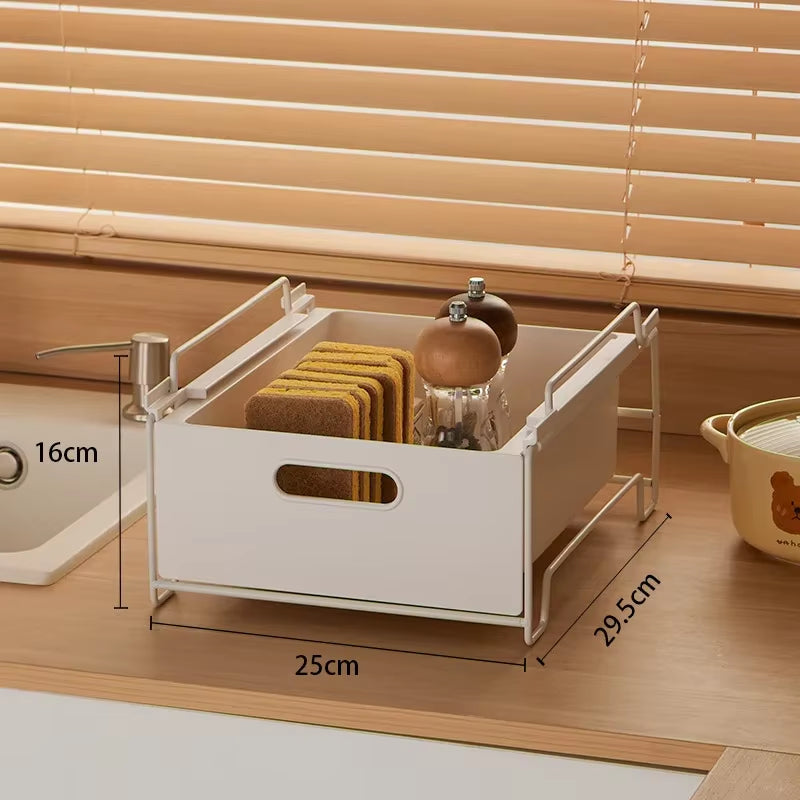 Stackable Under-Sink Storage Rack - Sliding Drawer Organizer for Bathroom Cabinets & Vanities | Tiered Pull-Out Basket!