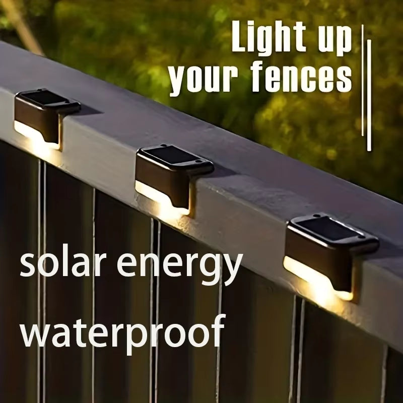 4-PCS Solar LED Ladder Lights Are Durable, Energy-Saving, Waterproof, and Very Suitable for Outdoor Steps, Fences, Etc