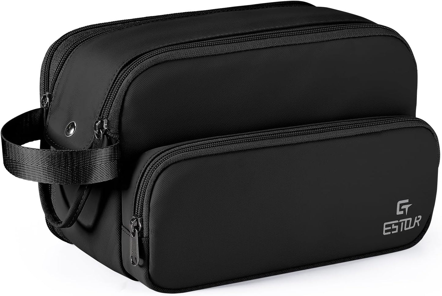 Toiletry Bag for Men, Travel Toiletry Bag Travel Essentials, Dopp Kit Water-Resistant Shaving Bag, Bathroom Bag Toiletries Organizer, Black(Upgraded Polyster)