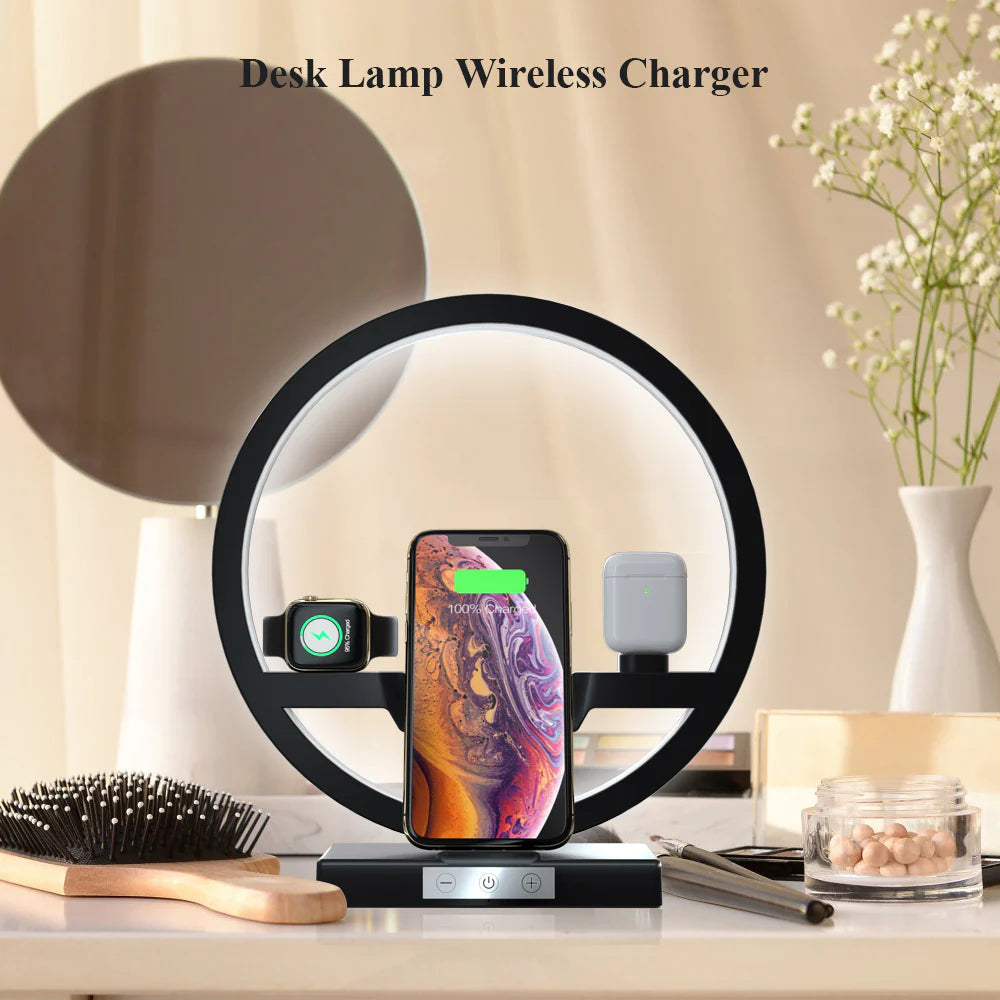 Wireless Charger Stand Table Lamp Touch Switch 10W Charger for Apple Watch Cell Phones Headphones