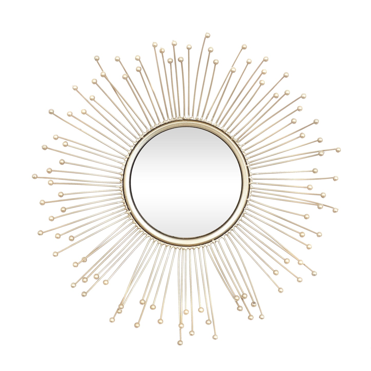 16", 15", 12"D Gold Starburst Wall Mirror, Set of 3