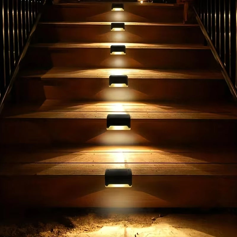 4-PCS Solar LED Ladder Lights Are Durable, Energy-Saving, Waterproof, and Very Suitable for Outdoor Steps, Fences, Etc